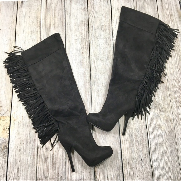 Charlotte Russe Shoes - {charlotte russe} Fringed Knee High Boots